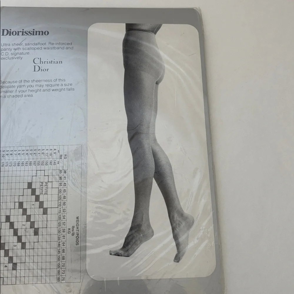 Vintage Christian Dior Pantyhose Graphite Gray 4443 Ultrasheer Sandle Toe Size 2